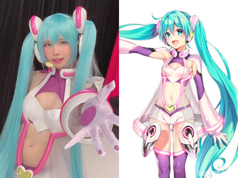 えなこCosplay矢吹健太朗绘制初音形象 高度还原可爱初音