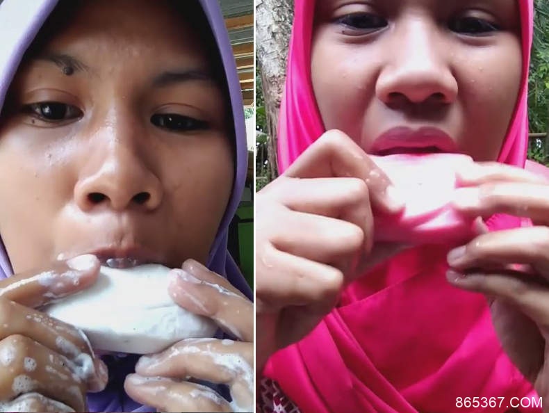 印尼女子喜欢吃肥皂 吃得津津有味令人受不了